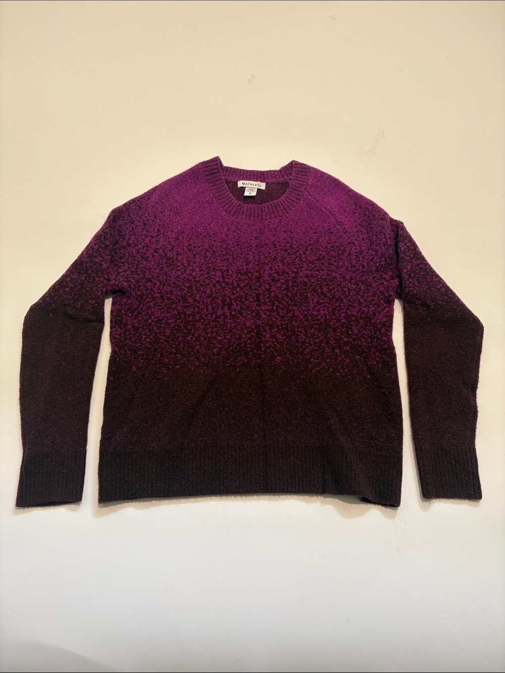 Athleta Hawthorn Jacquard Purple to Black Ombre Crewneck Sweater